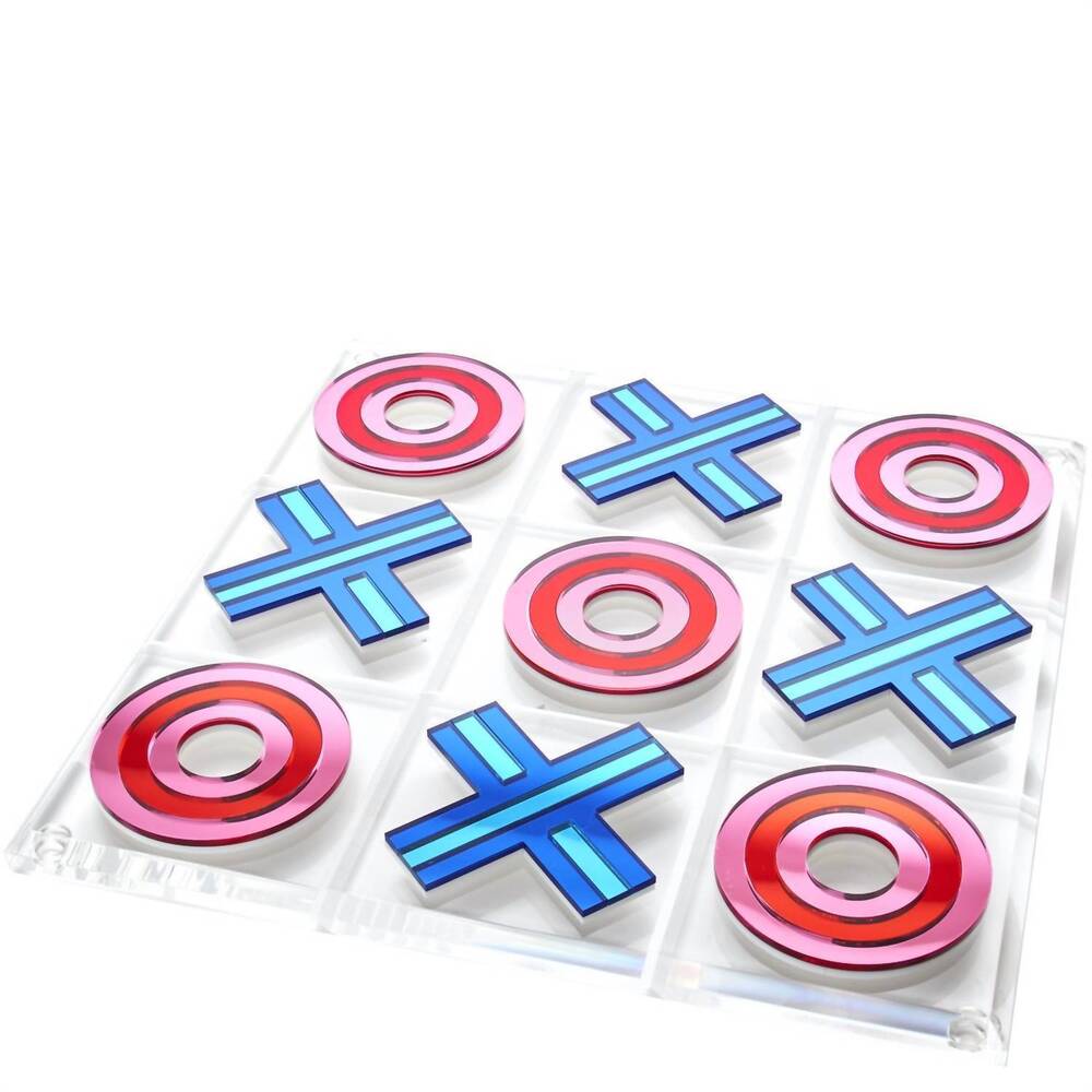 NEW TARA WILSON DESIGNS mirror stripe tic tac toe game board in red/blue